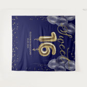 Gold Foil Sweet 16 Balloons Royal Blue Hintergrund Wandteppich (Vorderseite (Horizontal))