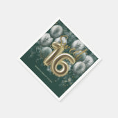 Gold Foil Sweet 16 Bday Balloons Emerald Green Serviette (Ecke)