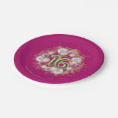 Gold Foil Sweet 16 Bday Balloons Party Hot Pink Pappteller (Schrägansicht)