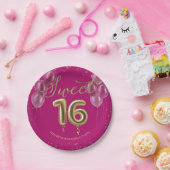Gold Foil Sweet 16 Bday Balloons Party Hot Pink Pappteller (Party)