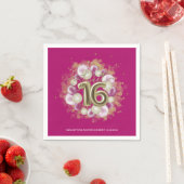 Gold Foil Sweet 16 Bday Balloons Party Hot Pink Serviette (Beispiel)