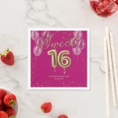 Gold Foil Sweet 16 Bday Balloons Party Hot Pink Serviette (Beispiel)