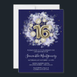 Gold Foil Sweet 16 Bday Balloons Party Royal Blue Einladung<br><div class="desc">Lass deinen Freunden, ihre Kalender für deinen besonderen Tag mit diesen schönen staubblauen Sweet 16 Einladungen zu markieren. Jede Einladung bietet ein festliches Design mit schönen Ballons, die perfekt geeignet sind, um die Stimmung für einen Tag des Vergnügens und der Feier. Egal ob Sie eine große Ballsaal-Gala oder eine intimere...</div>