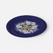 Gold Foil Sweet 16 Bday Balloons Party Royal Blue Pappteller (Schrägansicht)