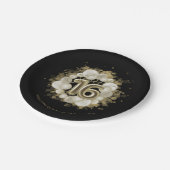 Gold Foil Sweet 16 Birthday Balloons Party Black Pappteller (Schrägansicht)