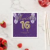 Gold Foil Sweet 16 Birthday Balloons Party Lila Serviette (Beispiel)