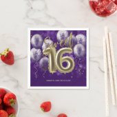 Gold Foil Sweet 16 Birthday Balloons Party Lila Serviette (Beispiel)