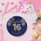 Gold Foil Sweet 16 Birthday Balloons Royal Blue Pappteller (Party)
