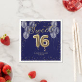 Gold Foil Sweet 16 Birthday Balloons Royal Blue Serviette (Beispiel)