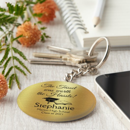 Gold Foil Tassel war das Hassle Graduate wert Schlüsselanhänger (Seite)