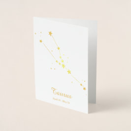 Gold Foil TAURUS Zodiac Sign Constellation Folienkarte