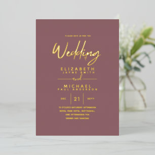 GOLD FOIL Text Dusty Rose Pink Wedding Elegant Folieneinladung