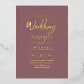 GOLD FOIL Text Dusty Rose Pink Wedding Elegant Folieneinladung (Vorderseite)