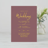 GOLD FOIL Text Dusty Rose Pink Wedding Elegant Folieneinladung (Stehend vorne)