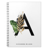 Gold Foil Tropical Letter A Monogram Custom Notizblock (Vorderseite)