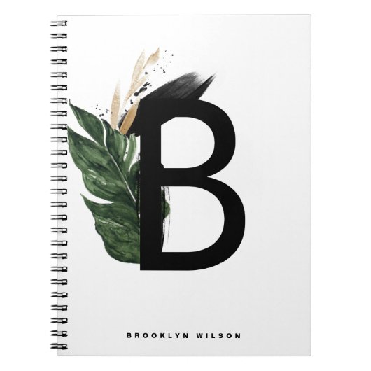 Gold Foil Tropical Letter B Monogram Custom Notizblock (Vorderseite)