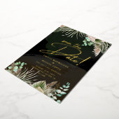 Gold Foil Tropical Pampas Grass Hochzeitstag Rett Folieneinladung (Gedreht)