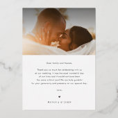 Gold Foil Two Foto Wedding Dankeschön Card Folieneinladung (Rückseite)