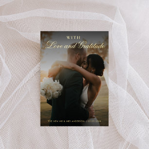 Gold Foil Two Foto Wedding Dankeschön Card Folieneinladung