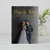 Gold Foil Typografy Foto Hochzeit Dankeschön Karte (Stehend vorne)