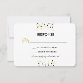 Gold Foil und Black Confetti Dots Wedding RSVP