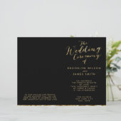 Gold Foil und Black Wedding Programme (Stehend Vorderseite)