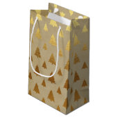 Gold Foil und Kraft Papier Rustikaler Weihnachtsba Kleine Geschenktüte (Rückseite Schrägansicht)