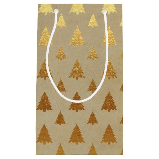 Gold Foil und Kraft Papier Rustikaler Weihnachtsba Kleine Geschenktüte (Vorderseite)