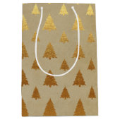 Gold Foil und Kraft Papier Rustikaler Weihnachtsba Mittlere Geschenktüte (Vorderseite)
