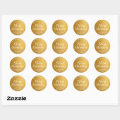Gold Foil und White Script Frohe Weihnachten Runder Aufkleber (Blatt)