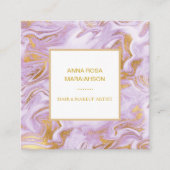 *~* Gold Foil Veins Lavendel Marmor Moderner Stil Quadratische Visitenkarte (Vorderseite)