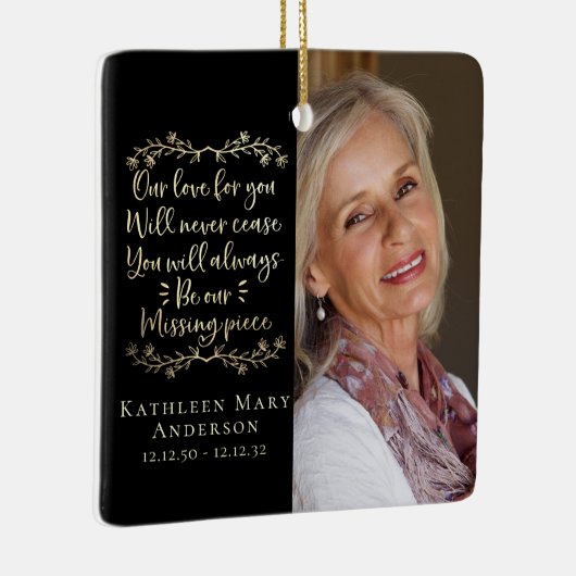 Gold Foil Vermisst Piece Memorial Foto Achtung Keramikornament (Rechts)