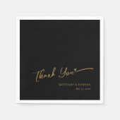 Gold Foil Vielen Dank - Personalisierte Schwarze H Serviette (Vorderseite)
