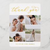 Gold Foil Vier Foto Hochzeit Dankeschön Karte (Vorderseite)