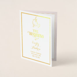 Gold Foil Vintag Hummingbird WEDDING PROGRAMM