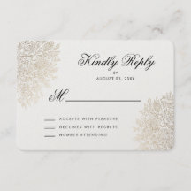 Gold Foil Vintag Lace Elegante RSVP Card