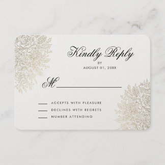 Gold Foil Vintag Lace Elegante RSVP Card Karte