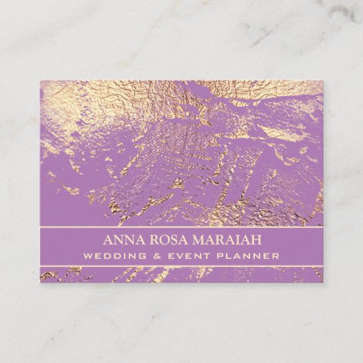 ** Gold Foil Violet Schöne Hochzeit Elegante Visitenkarte (Vorderseite)