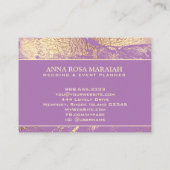** Gold Foil Violet Schöne Hochzeit Elegante Visitenkarte (Rückseite)