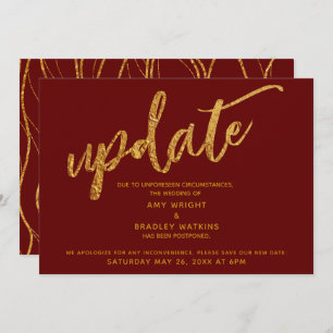 Gold Foil Waves Zurückgestellt Wedding Burgundy Ca Einladung