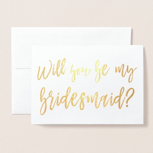 Gold Foil Wedding Bridesmaid Folienkarte (Vorderseite mit Umschlag)