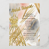 Gold Foil Wedding Dress Brautparty Folieneinladung (Vorderseite)