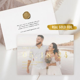Gold Foil Wedding Einzigartige Moderne Rette unser Folieneinladung