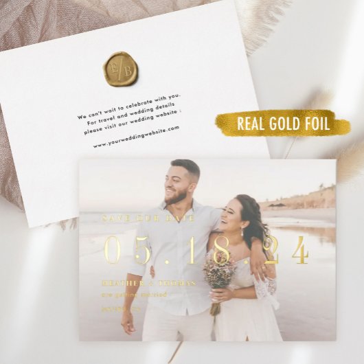 Gold Foil Wedding Einzigartige Moderne Rette unser Folieneinladung