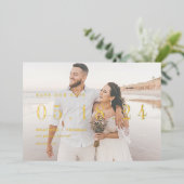 Gold Foil Wedding Einzigartige Moderne Rettete uns Folieneinladung (Stehend vorne)