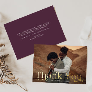 Gold Foil Wedding Foto Danke Karte
