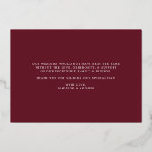 Gold Foil Wedding Foto Danke Karte (Rückseite)