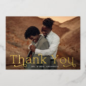 Gold Foil Wedding Foto Danke Karte (Vorderseite)