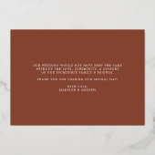 Gold Foil Wedding Foto Danke Karte (Rückseite)