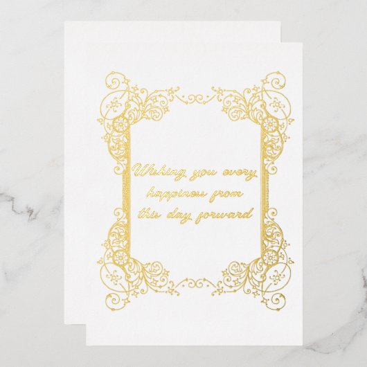 Gold Foil Wedding Greetings Folien Feiertagskarte (Vorderseite/Rückseite)